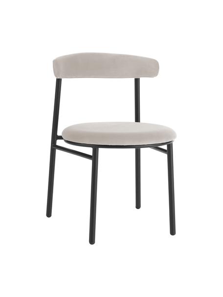 Fluwelen gestoffeerde stoelen Doggi in crèmekleur, 2 stuks, Bekleding: 100% polyester Met 100.00, Frame: gecoat metaal, Fluweel crèmekleurig, B 47 x D 50 cm