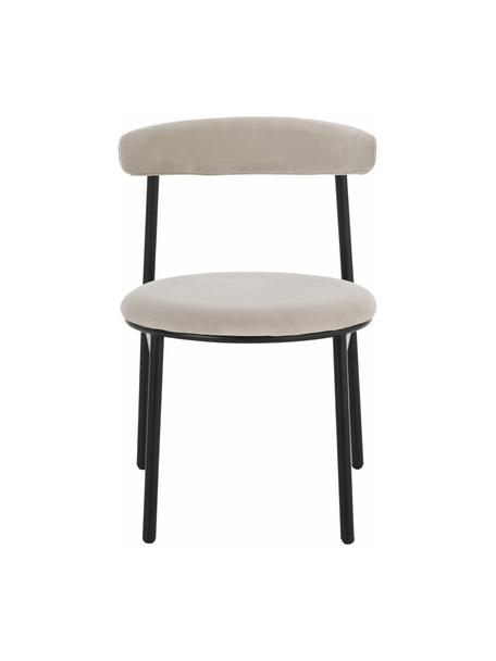 Fluwelen stoelen Doggi in crèmekleur, 2 stuks, Bekleding: 100 % polyester, Frame: gecoat metaal, Crèmekleurig, zwart, B 47 x D 50 cm