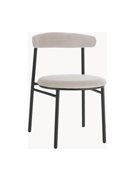 Sedia imbottita in velluto Doggi 2 pz, Rivestimento: 100% poliestere Con 100.0, Struttura: metallo rivestito, Velluto color crema, Larg. 47 x Prof. 50 cm