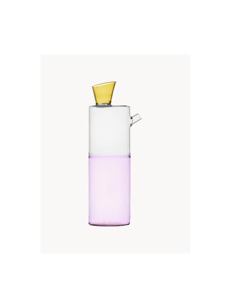 Ručně vyrobená karafa na vodu Travasi, 1 l, Borosilikátové sklo, Světle růžová, transparentní, světle žlutá, 1 l