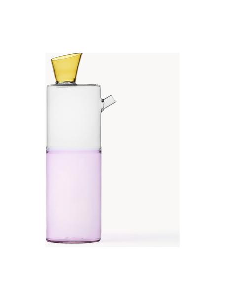 Carafe à eau artisanale Travasi, 1 L, Verre borosilicate, Rose pâle, transparent, jaune pâle, 1 L