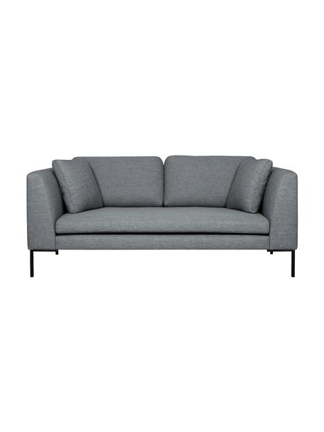 Sofa Emma (2-Sitzer) in Grau mit Metall-Füssen, Bezug: Polyester 100.000 Scheuer, Gestell: Massives Kiefernholz, FSC, Webstoff Grau, Schwarz, B 194 x T 100 cm