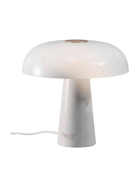 Lampe à poser pied en marbre Glossy, Blanc, Ø 32 cm x haut. 32 cm
