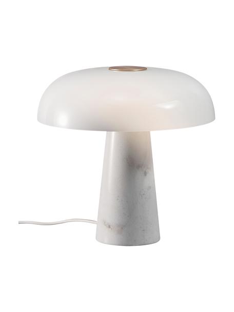 Tafellamp Glossy met marmeren voet, Lampenkap: opaalglas, Lampvoet: marmer, Wit, Ø 32 x H 32 cm