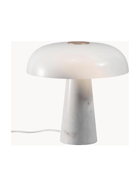Tafellamp Glossy met marmeren voet, Lampenkap: opaalglas, Lampvoet: marmer, Wit, Ø 32 x H 32 cm