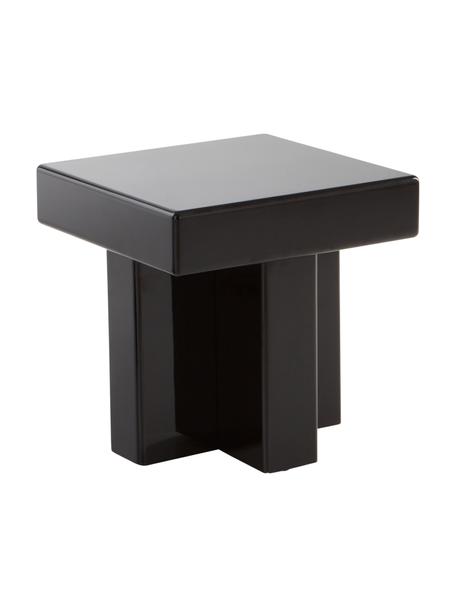 Odkladací stolík Crozz, Lakovaná MDF-doska strednej hustoty, Drevo, čierna lakovaná, Š 35 x V 43 cm