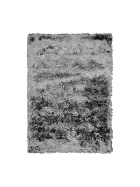 Glanzend hoogpolig vloerkleed Jimmy, Bovenzijde: 100% polyester, Onderzijde: 100% katoen, Grijs, B 80 x L 150 cm (maat XS)