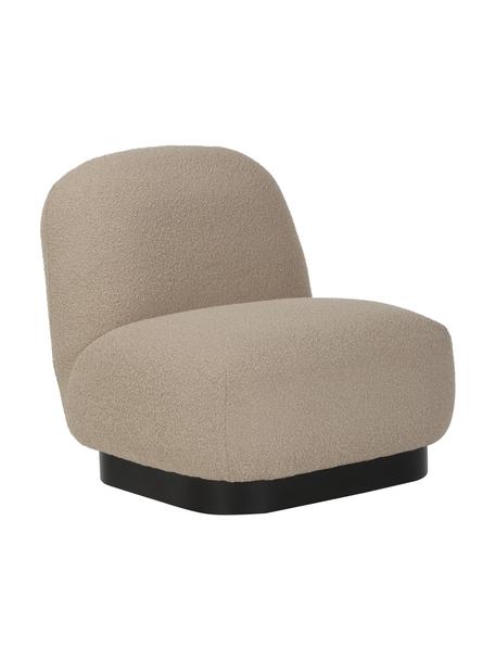 Poltroncina in bouclé Elsie, Rivestimento: bouclé (poliestere) Il ri, Struttura: compensato, Bouclé taupe, nero, Larg. 77 x Prof. 84 cm