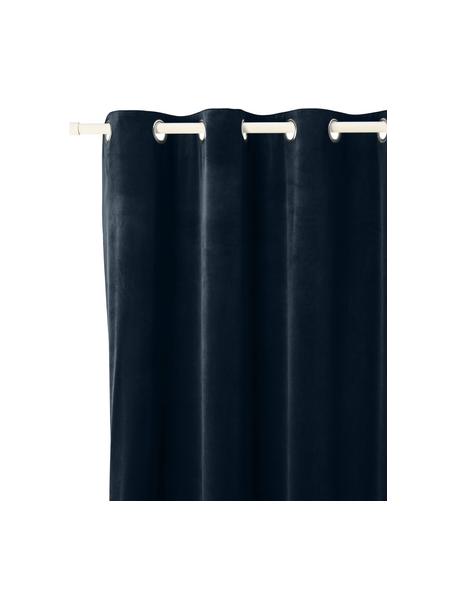 Samt-Verdunklungsvorhang Rush in Dunkelblau mit Ösen, 2 Stück, 100 % Polyester (recycelt), Dunkelblau, B 135 x L 260 cm