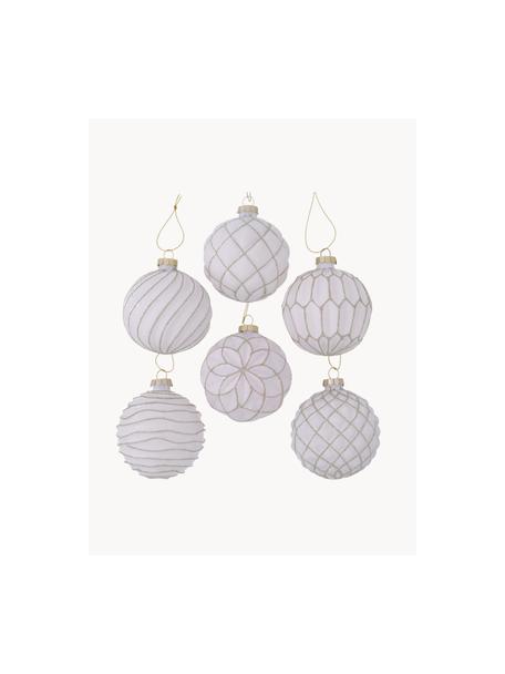 Set palline di Natale Gwendy 12 pz, Vetro laccato, Bianco, dorato, Ø 8 x Alt. 8 cm