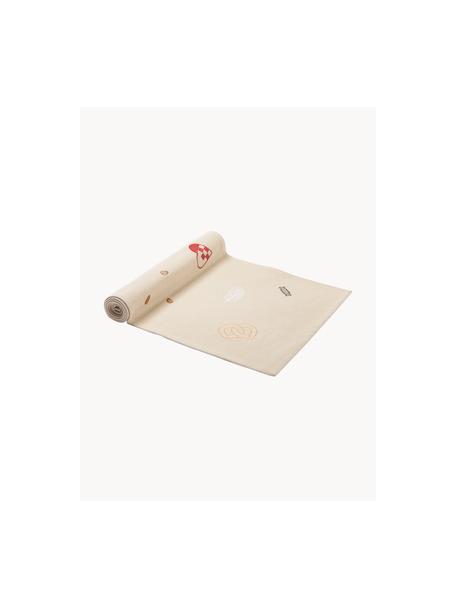 Camino de mesa de algodón Bomuld, 100% algodón, Beige claro, rojo, Cama 80 cm (135 x 200 cm)