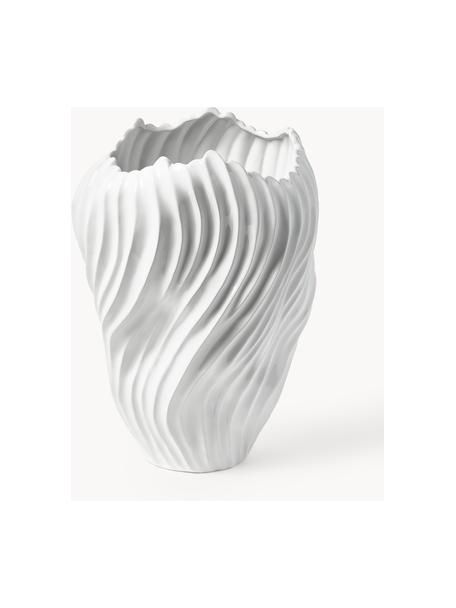 Vase Milazzo mit geriffeltem Twist, H 44 cm, Steinzeug, Weiss, Ø 31 x H 44 cm