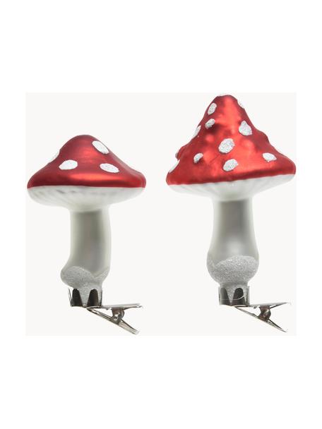 Set 6 ciondoli di Natale Caps, alt. 9 cm, Rosso, bianco, Ø 7 x Alt. 9 cm