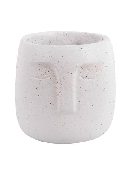 Portavaso viso di design in cemento bianco Face, Cemento, Bianco, Ø 12,5 x Alt. 14 cm