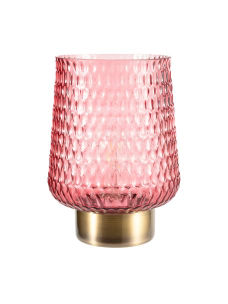 Petite lampe à poser LED mobile avec fonction de minuterie Rose Glamour, Verre, métal, Rose, couleur dorée, Ø 16 x haut. 21 cm