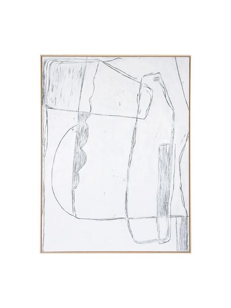 Gerahmtes Leinwandbild Brutalism mit Holzrahmen, Bild: Leinwand, Farbe, Rahmen: Eschenholz, Weiss, Schwarz, B 120 x H 160 cm