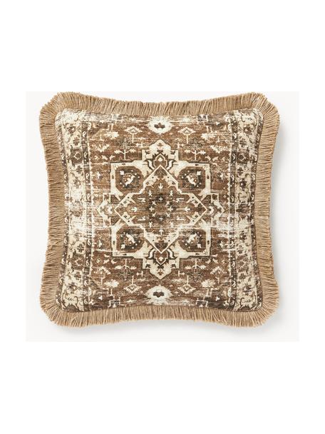 Housse de coussin 50x50 orientale en jute Nario, Tons bruns, larg. 50 x long. 50 cm