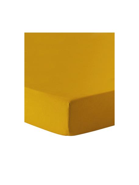 Flanelové napínací prostěradlo Biba, Hořčicově žlutá, Š 90 cm, D 200 cm