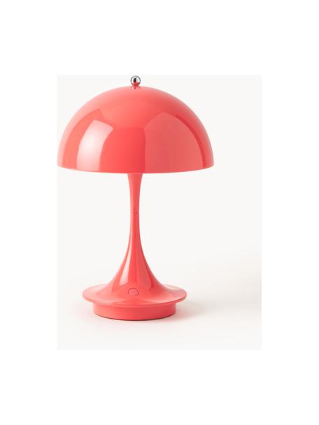 Lampada da tavolo portatile a LED con luce regolabile Panthella, alt. 24 cm, Paralume: acciaio rivestito, Struttura: alluminio rivestito, Acciaio corallo, Ø 16 x Alt. 24 cm
