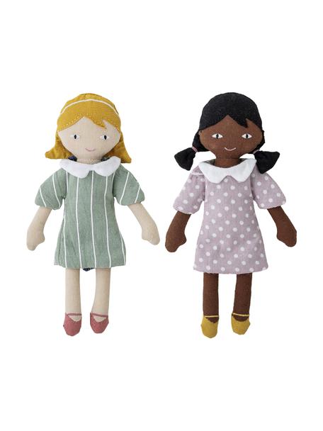 Set 2 bambole di pezza Hella & Stella, Rivestimento: 100% cotone, Multicolore, Larg. 6 x Alt. 16 cm