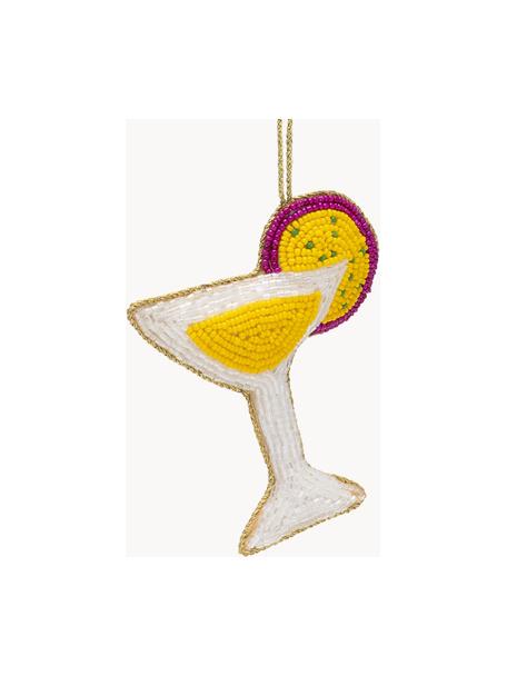 Ozdoba choinkowa Passionfruit Martini, 40% koraliki szklane, 30% poliester, 30% pianka, Słoneczny żółty, biały, odcienie złotego, różowy, S 10 x W 11 cm