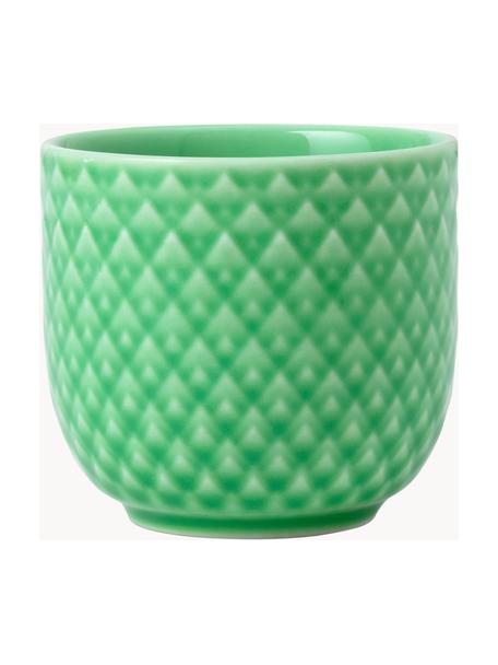 Porzellan-Eierbecher Rhombe mit Struktur-Muster, 4 Stück, Porzellan, grün, Ø 5 x H 5 cm