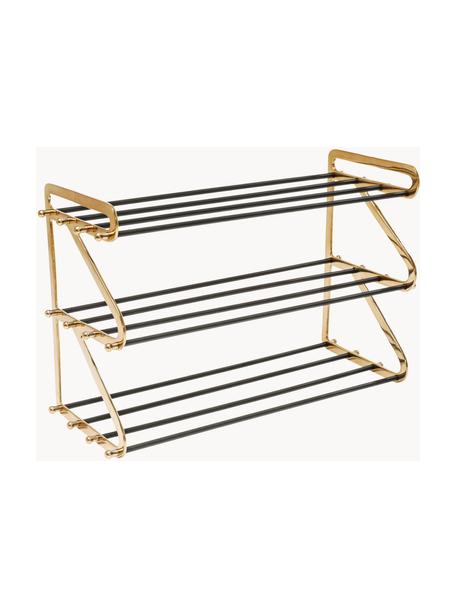 Metalen schoenenkast Walk, Frame: gepoedercoat aluminium, Goudkleurig, zwart, B 84 cm x H 55 cm