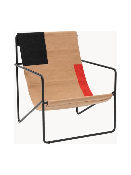 Sillón Desert, Asiento: 100% poliéster de plástic, Estructura: acero con pintura en polv, Tejido turrón, rojo, negro, An 63 x F 66 cm