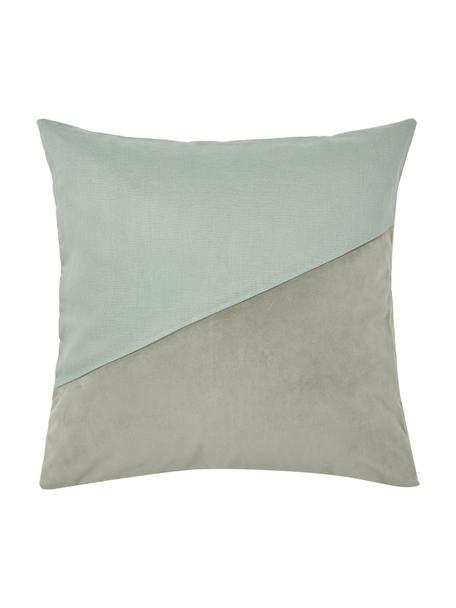 Housse de coussin velours/lin Adelaide, Vert sauge, larg. 45 x long. 45 cm