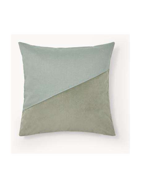 Funda de cojín de terciopelo y lino Adelaide, Verde, An 45 x L 45 cm