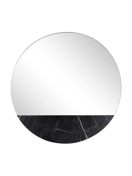 Nástěnné zrcadlo s mramorováním Stockholm, Mramorovaná černá, Ø 40 cm, H 1 cm