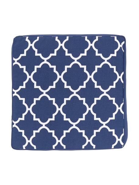 Cuscino sedia alto blu scuro/bianco Lana, Rivestimento: 100% cotone, Blu, Larg. 40 x Lung. 40 cm
