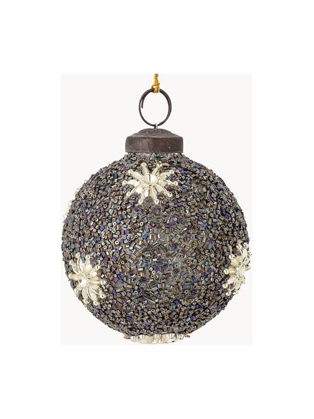 Boule de Noël en verre Milada, 2 pièces, Noir, beige, Ø 7 x haut. 7 cm