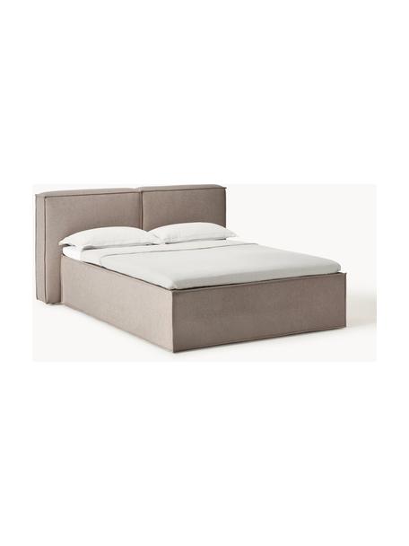 Boxspringbett Lennon, Bezug: 100 % Polyester Der strap, Matratze: 7-Zonen-Taschenfederkern, Füße: Massives Birkenholz Diese, Webstoff Taupe, B 160 x L 200 cm, Härtegrad H2