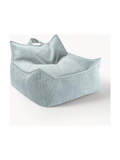 Pouf a sacco per bambini in velluto a coste Sugar, Rivestimento: velluto a coste (100% pol, Interno: 100% fibra non tessuta, Velluto a coste azzurro, Larg. 70 x Prof. 80 cm