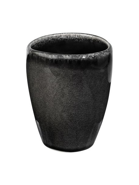Ručně vyrobené kameninové pohárky Nordic Coal, 6 ks, Kamenina, Odstíny hnědé, Ø 8 cm, V 10 cm, 250 ml