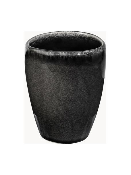 Ručně vyrobené pohárky Nordic Coal, 6 ks, Kamenina, Černá, tečky, Ø 8 cm, V 10 cm, 250 ml