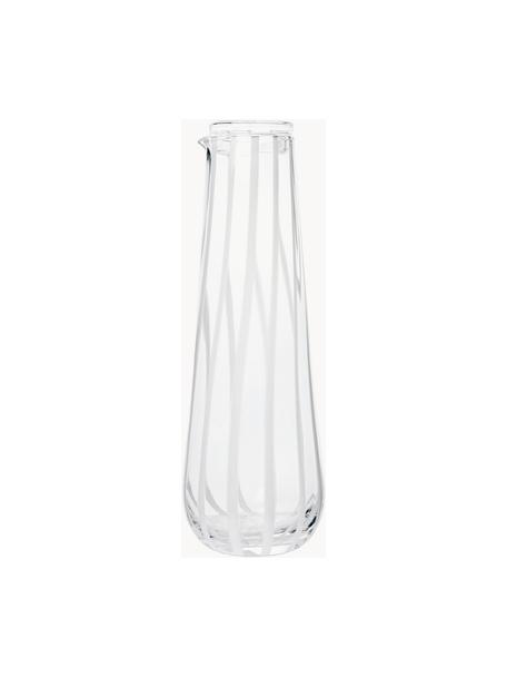 Caraffa in vetro soffiato Stripe, 800 ml, Vetro soffiato, Trasparente, bianco, 800 ml