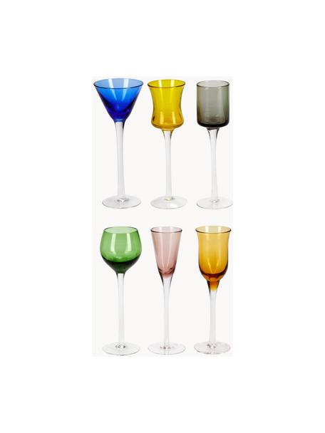 Mondgeblazen borrelglaasjes Lyngby, set van 6, Glas, Meerkleurig, transparant, Ø 5 x H 16 cm, 25 - 50 ml