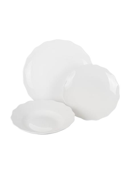Porcelánová súprava riadu Versailles, 4 osoby (12 dielov), Porcelán, Biela, Súprava s rôznymi veľkosťami