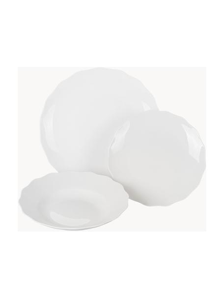 Vajilla de porcelana Versailles, 4 comensales (12 pzas.), Porcelana, Blanco, Set de diferentes tamaños