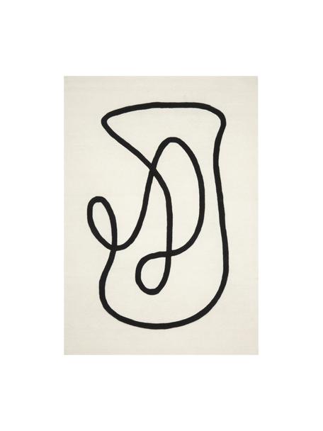 Tappeto in lana con disegno One Line taftato a mano Line, Retro: 100% cotone Nel caso dei , Bianco crema, Larg. 80 x Lung. 150 cm (taglia XS)