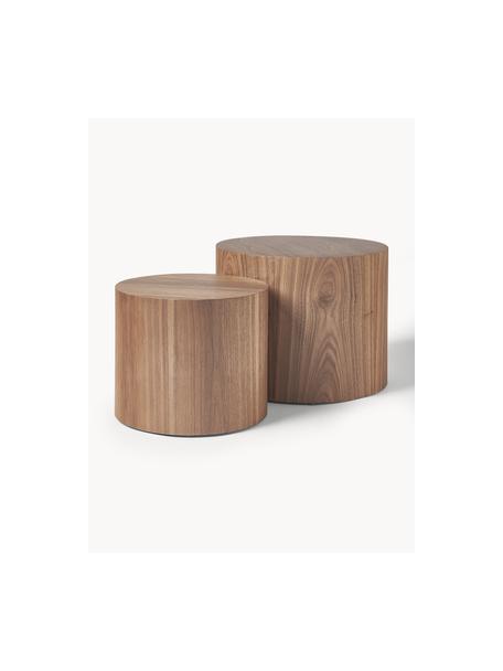 Súprava konferenčných stolíkov z dreva Dan, 2 diely, MDF-doska strednej hustoty s dyhou z orechového dreva, Orechové drevo, Súprava s rôznymi veľkosťami