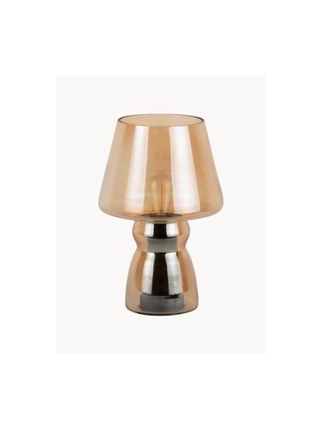 Kleine mobile Tischlampe Classic, Glas, Hellbraun, transparent, Ø 17 x H 26 cm
