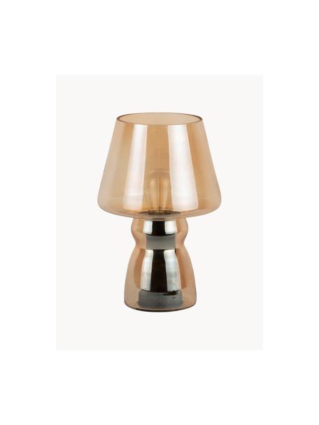Lámpara de mesa pequeña Classic, portátil, Vidrio, Marrón claro transparente, Ø 17 x Al 26 cm