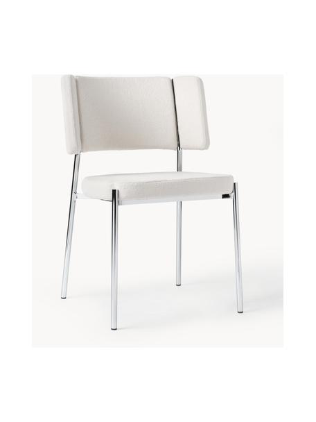 Chaises en tissu bouclé rembourré Samantha, 2 pièces, Blanc cassé, argent, larg. 55 x prof. 55 cm