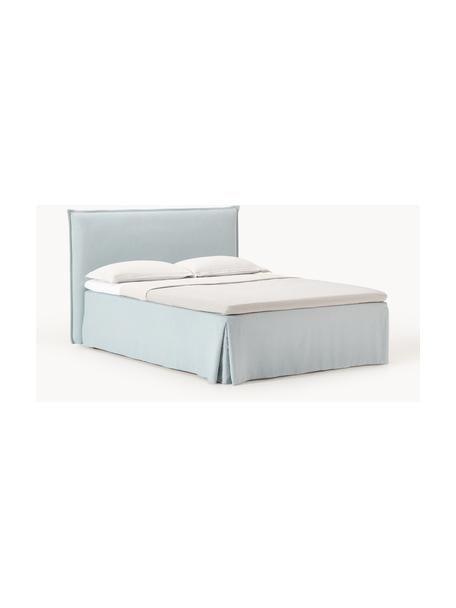 Boxspringbett Viola, Bezug: 54 % Polyester, 36 % Visk, Matratze: 7-Zonen-Taschenfederkern, Webstoff Hellblau, B 200 x L 200 cm, Härtegrad H2