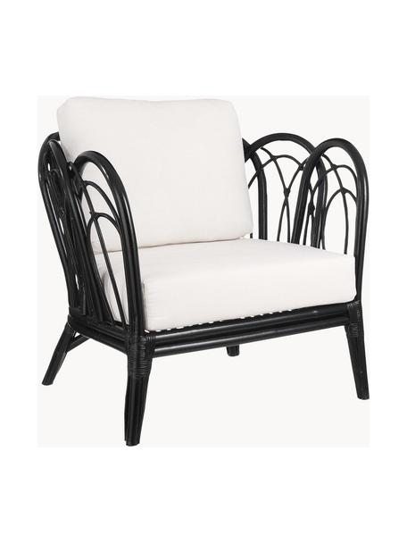 Ratanová židle Sherbrooke, Černá, bílá, Š 83 cm, H 72 cm