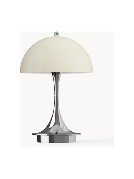 Mobilna lampa stołowa LED z funkcją przyciemniania Panthella, W 24 cm, Tworzywo sztuczne, Jasnobeżowe tworzywo sztuczne, odcienie srebrnego, Ø 16 x W 24 cm