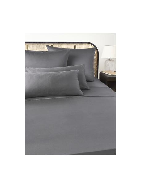 Prześcieradło z satyny bawełnianej Comfort, Ciemny szary, S 180 x D 280 cm
